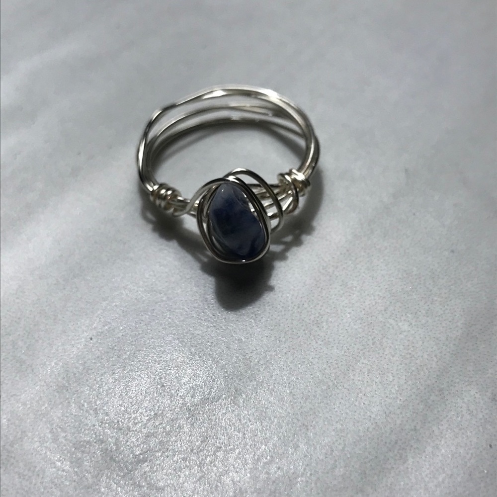 Blue Aventurine crystal wire ring
